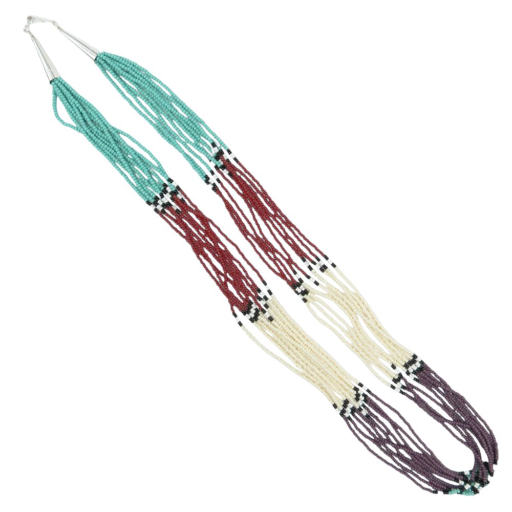 Indianerschmuck-Set: Kette und Ohrhänger - Navajo Pastel Seed Beads