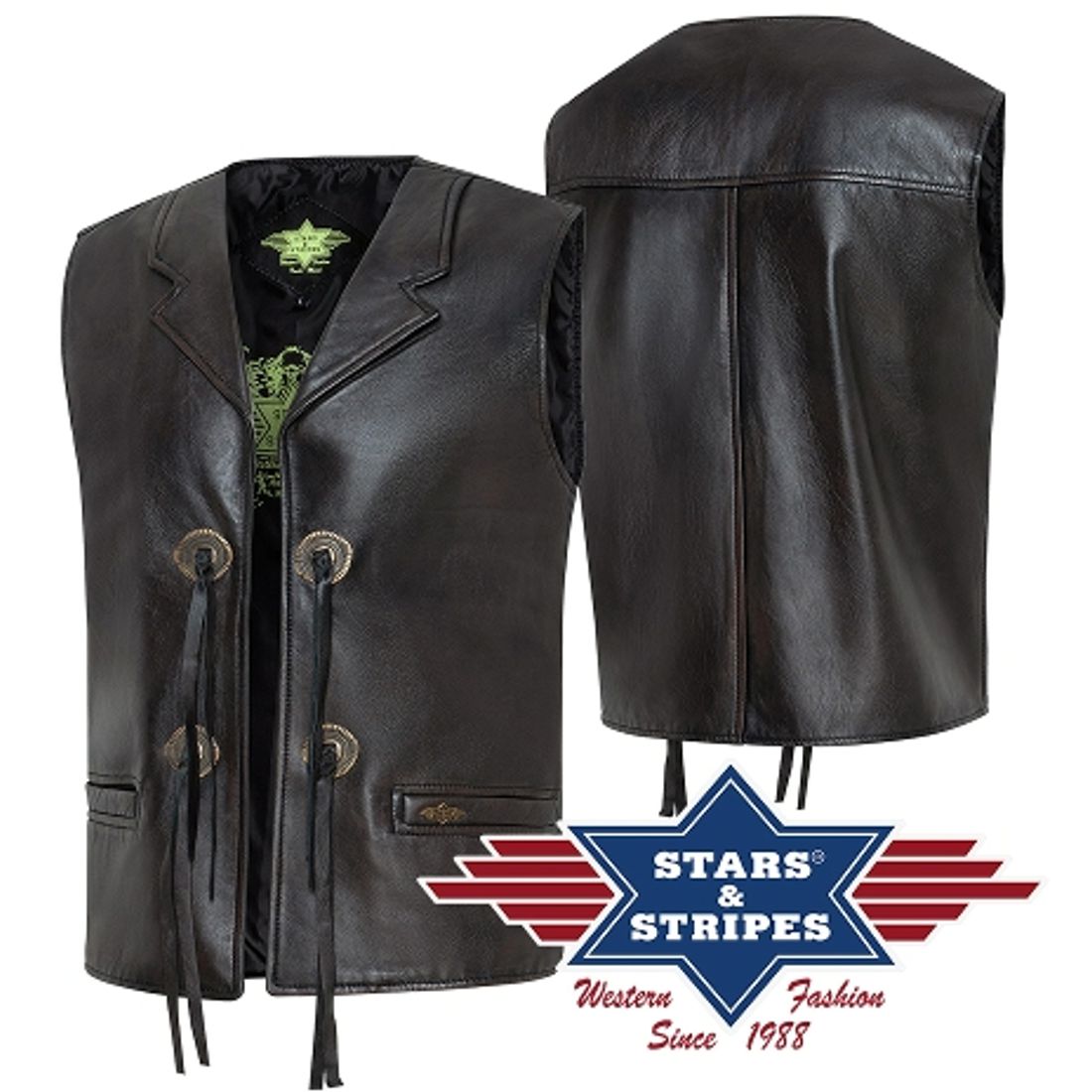 Herren Lederweste von Stars & Stripes - Bonanza