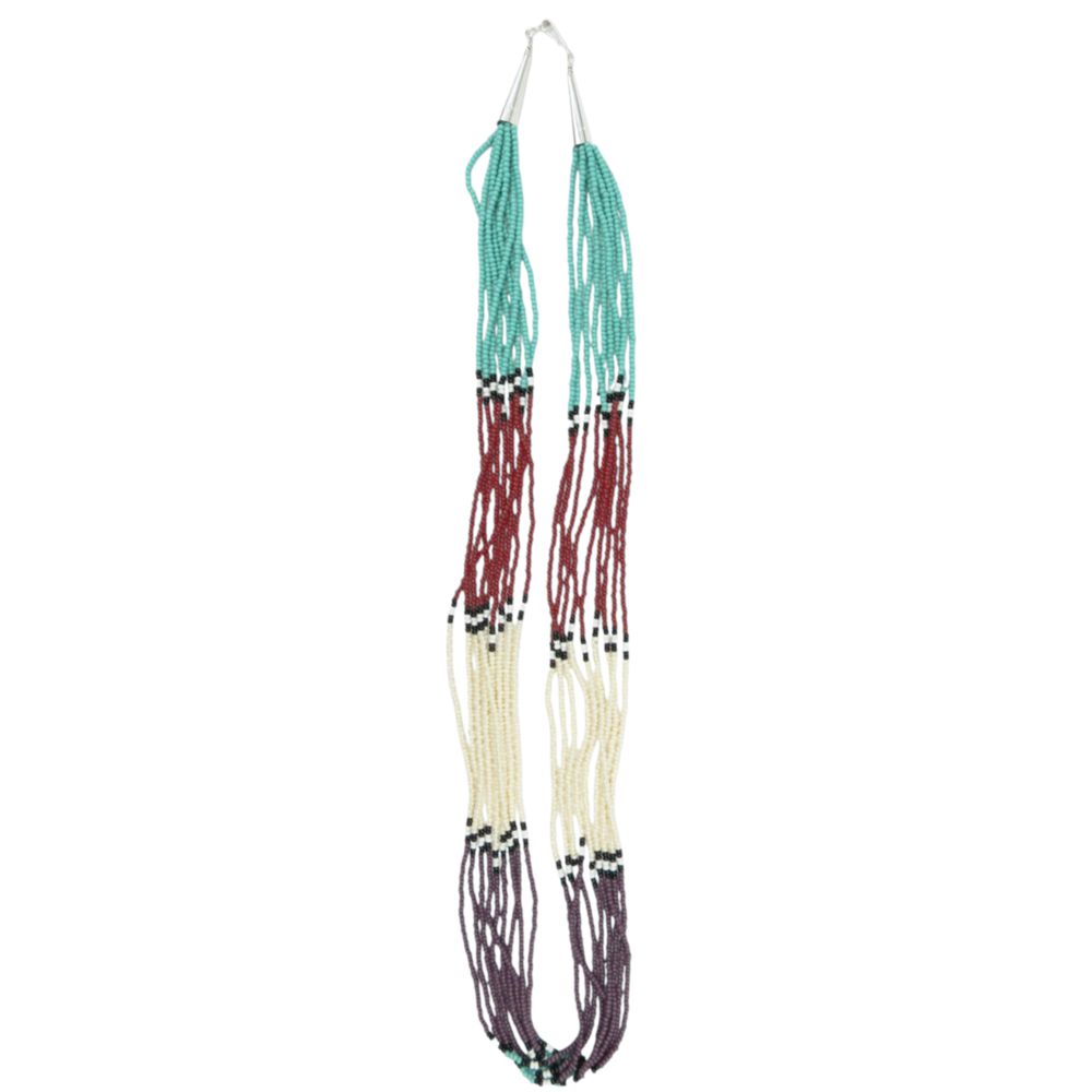 Indianerschmuck-Set: Kette und Ohrhänger - Navajo Pastel Seed Beads