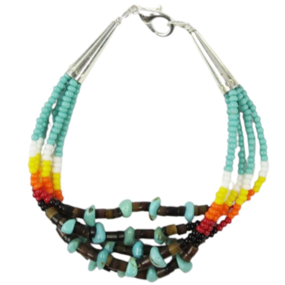 Indianerschmuck Glasperlen-Armband - Turquoise Nuggets, Türkis