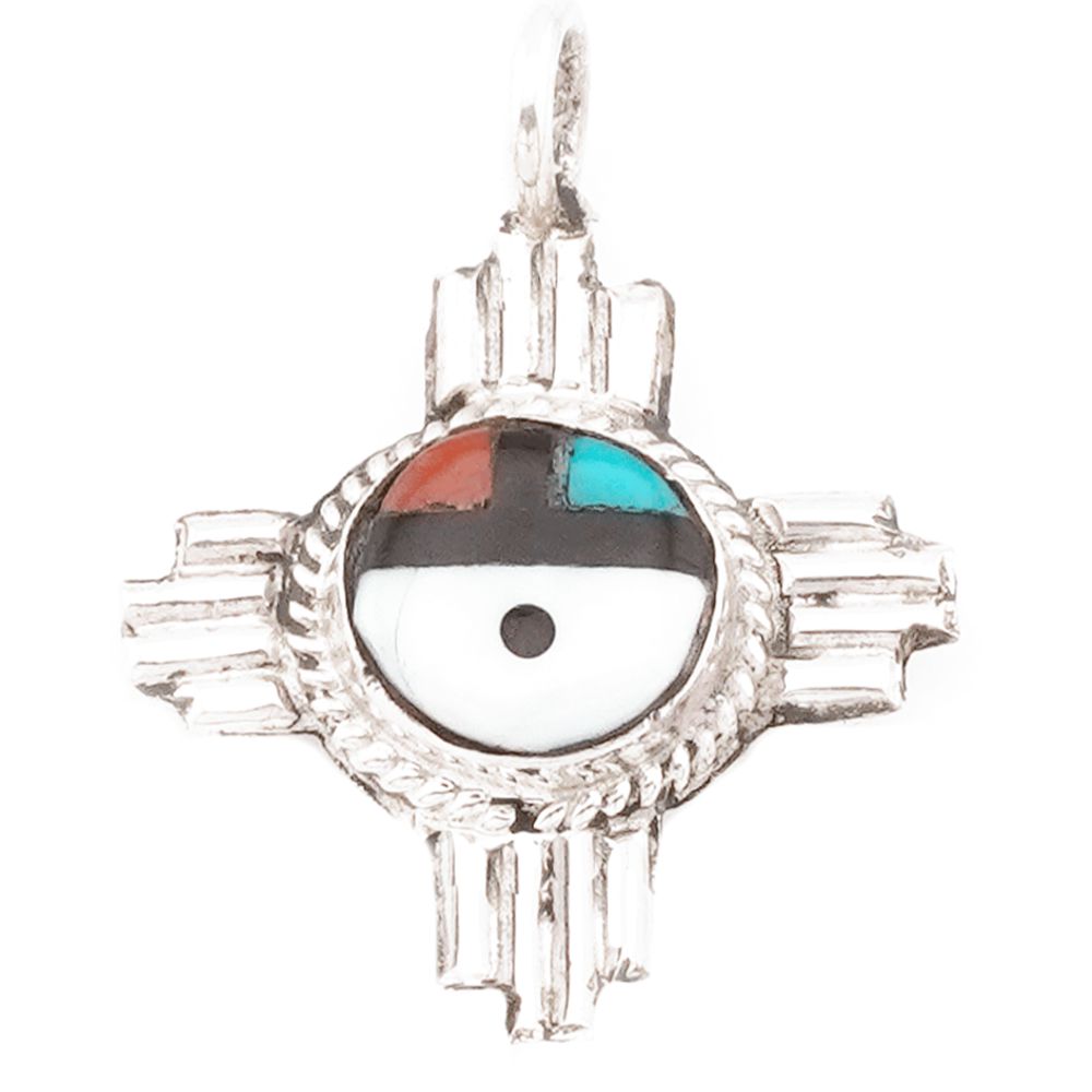 Indianerschmuck Kettenanhänger aus Sterling Silber - Zuni Zia Sunface