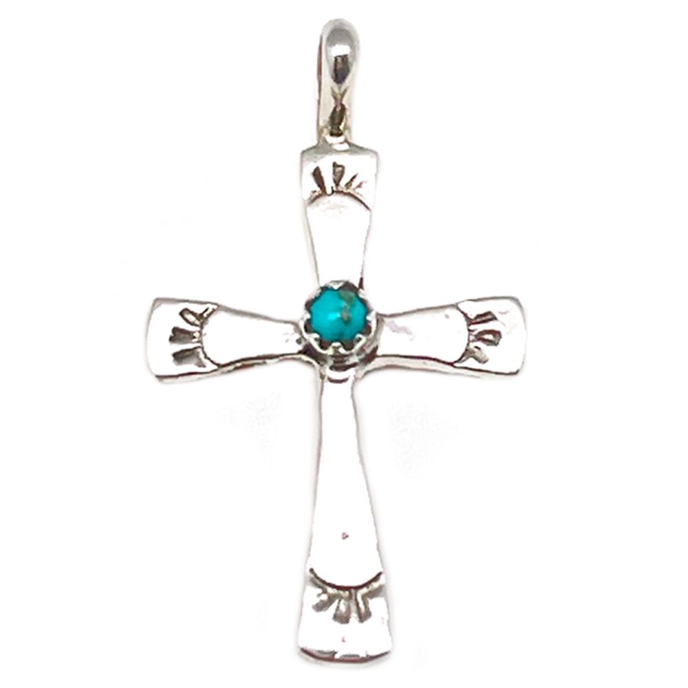 Kettenanhänger Sterling Silber & Türkis - Navajo Turquoise Cross III