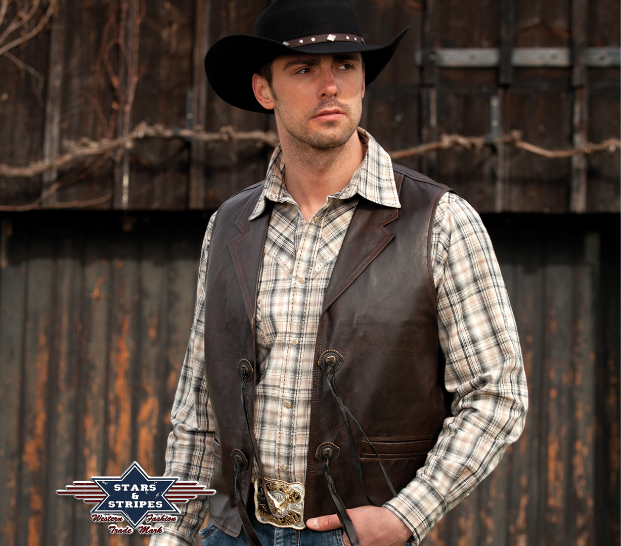 Herren Lederweste von Stars & Stripes - Bonanza