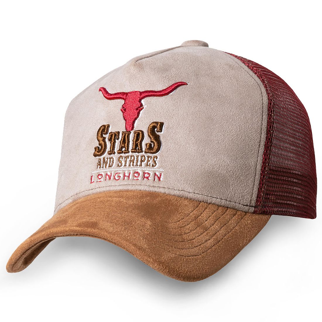 Western Mesh Basecap in Lederoptik - Longhorn Skull