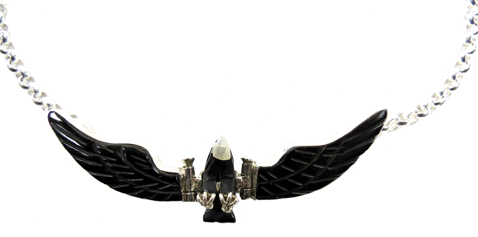 Herren Indianerschmuck Kette mit Black Jet-Adler