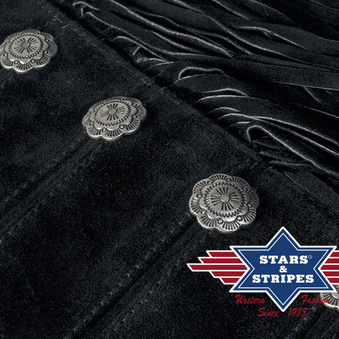 Damen-Lederjacke von Stars & Stripes - Brianna, Schwarz
