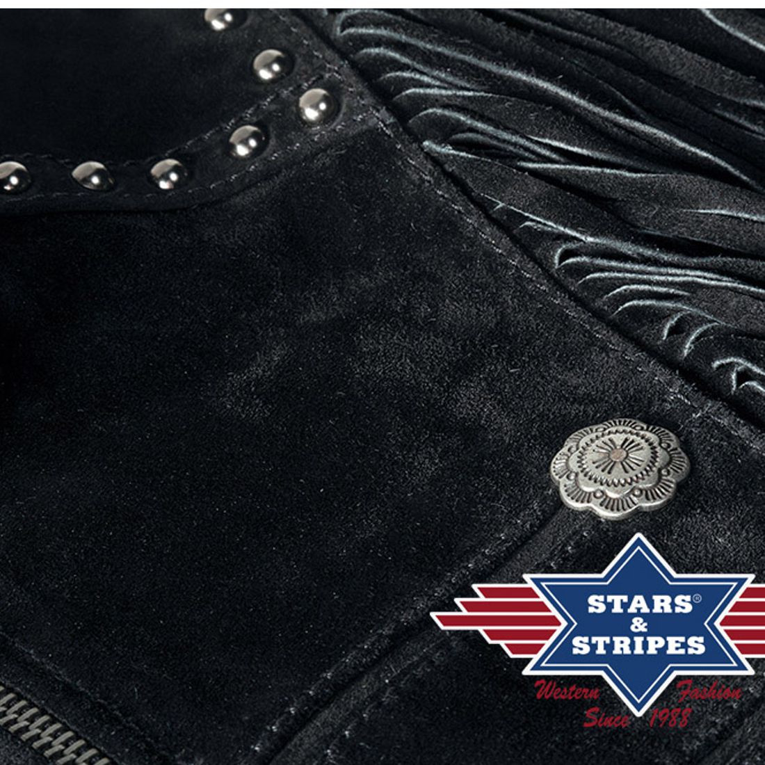 Damen-Lederjacke von Stars & Stripes - Brianna, Schwarz