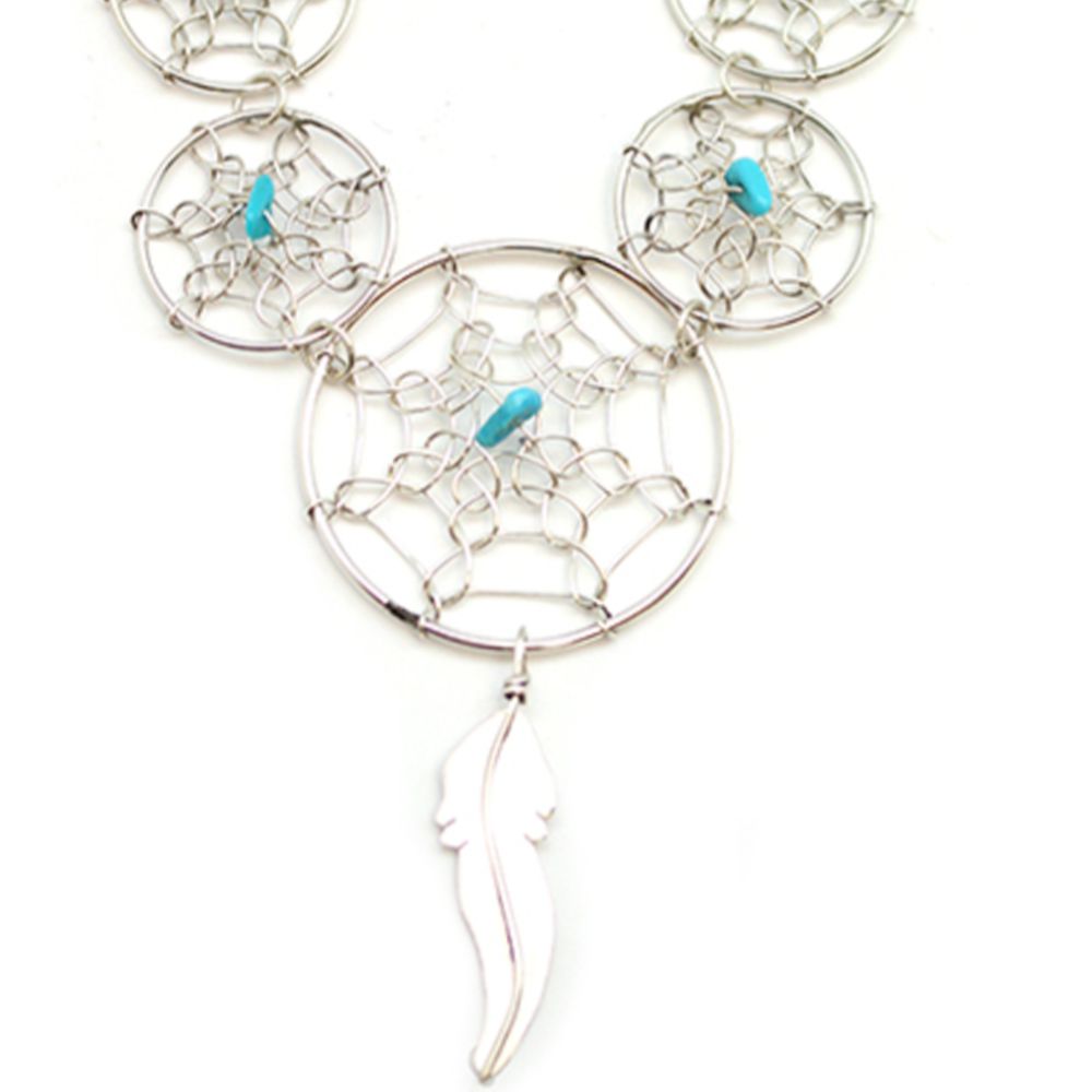 Indianerschmuck Collier aus Sterling Silber - Dreamcatcher Spirit