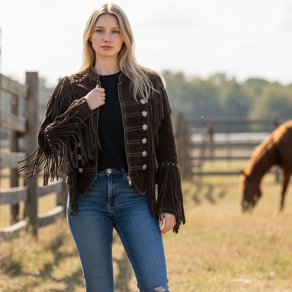 Damen-Lederjacke von Stars & Stripes - Brianna, Braun