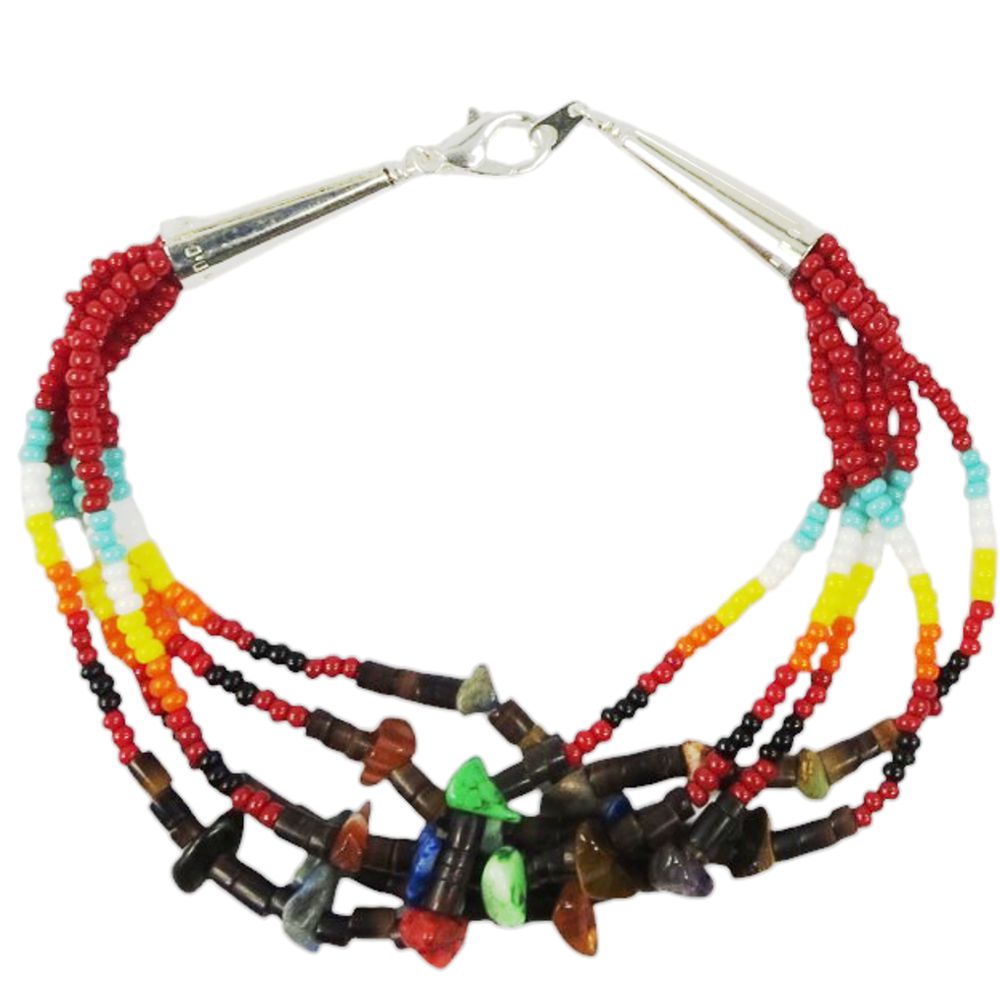 Indianerschmuck Glasperlen-Armband - Beaded Gem Nuggets, Rot
