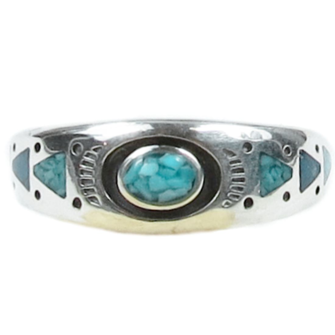 Indianerschmuck Herrenring aus Sterling Silber - Native Spring, Türkis / Lapislazuli
