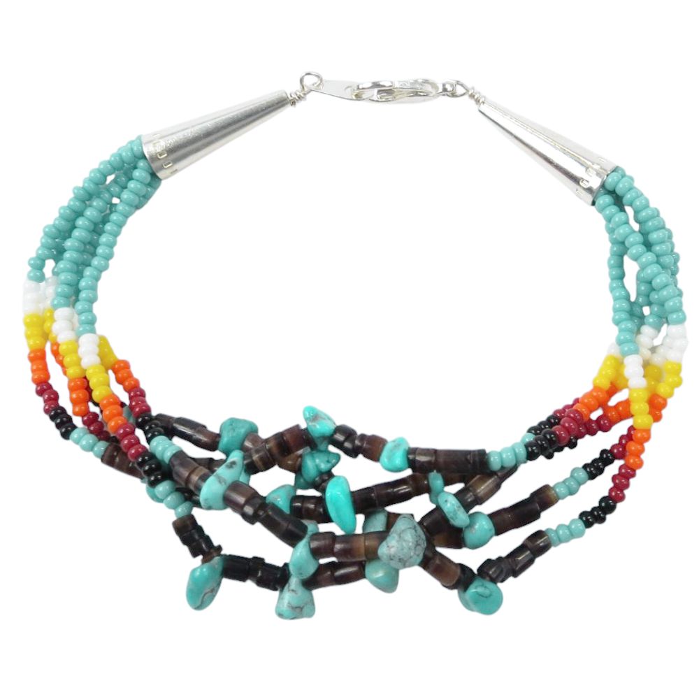 Indianerschmuck Glasperlen-Armband - Turquoise Nuggets, Türkis
