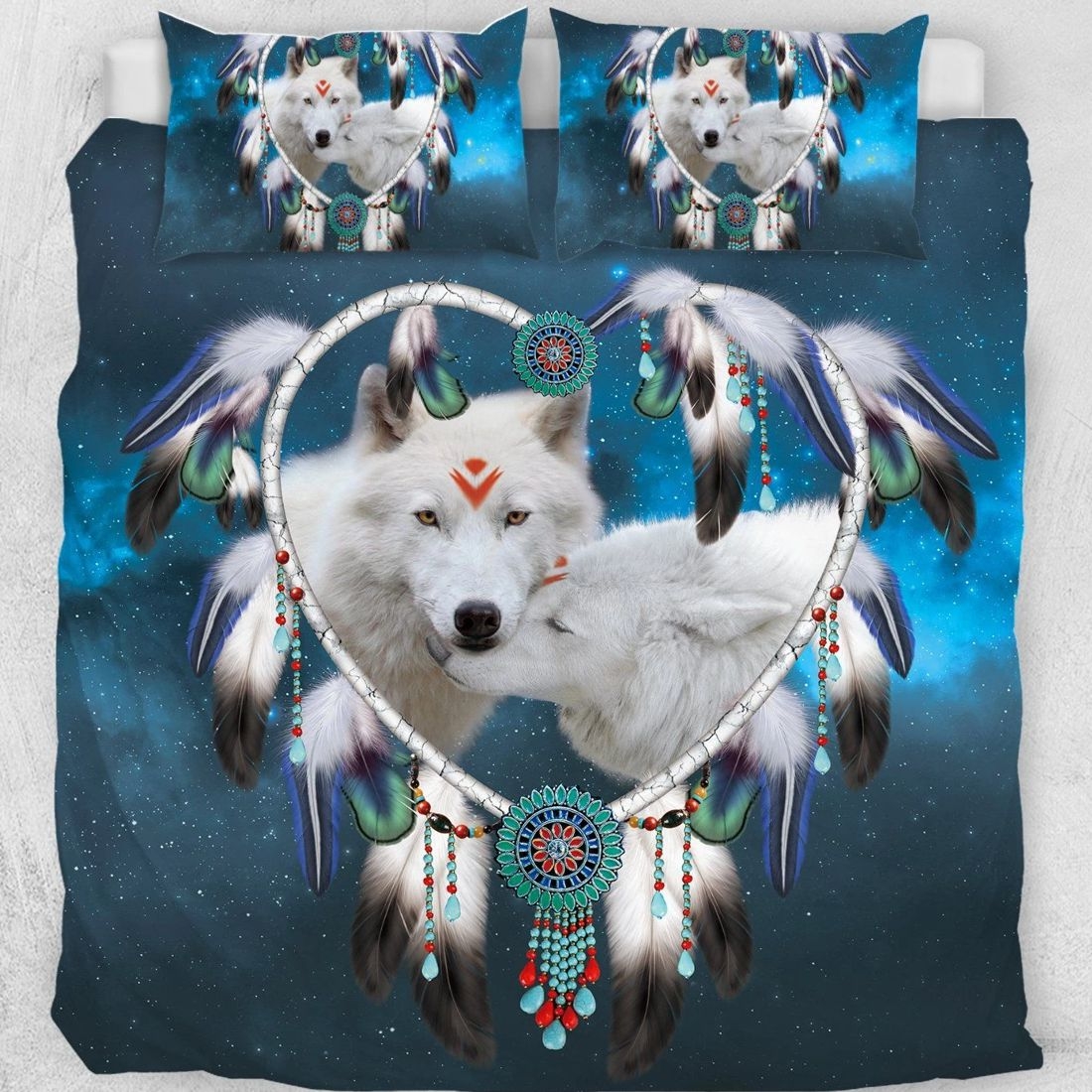 Premium Bettwäsche-Set - Spirit Dreams - Dreamcatcher Wolves