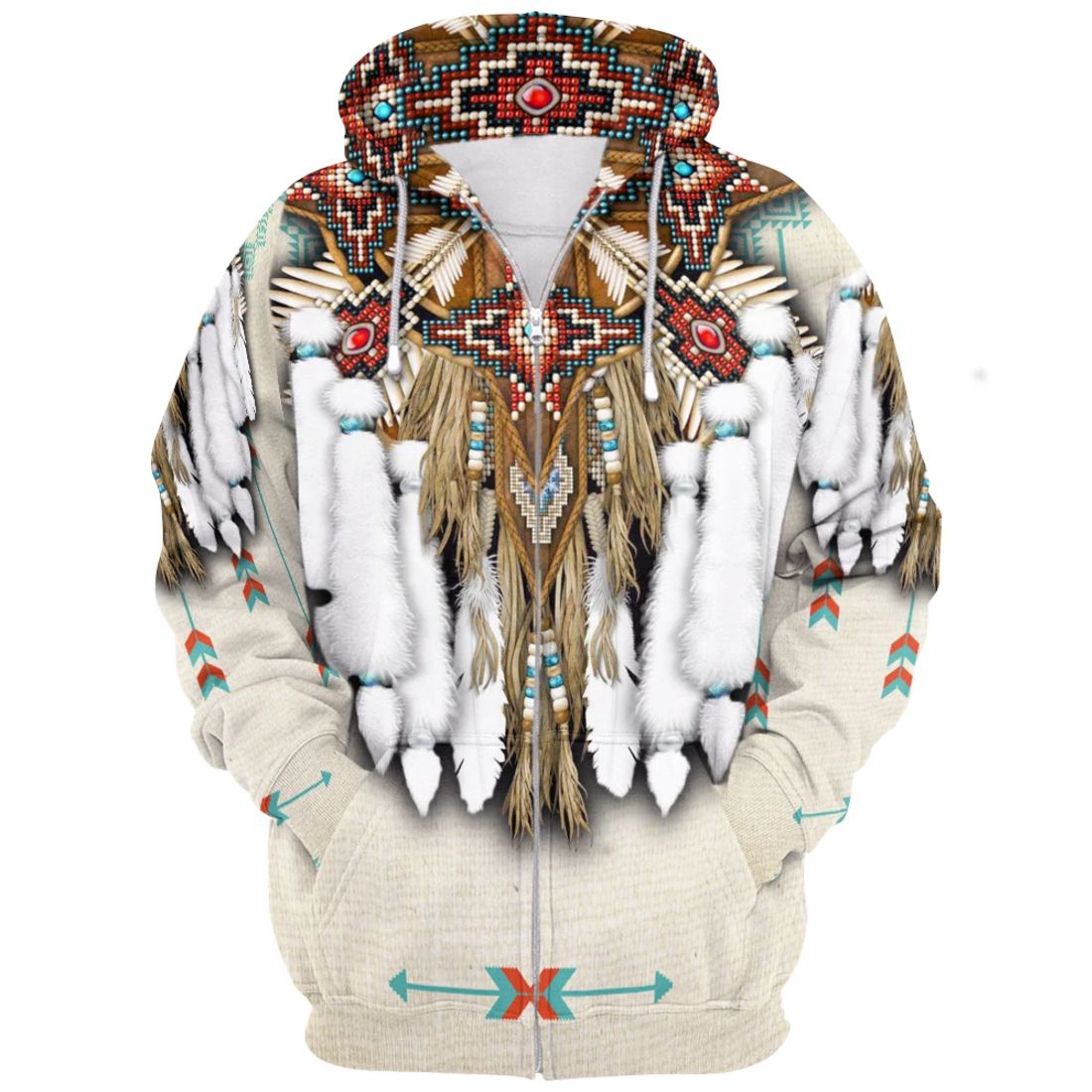 Premium Indianer-Hoodie / Kapuzenshirt mit Reißverschluss - Cheyenne Warrior