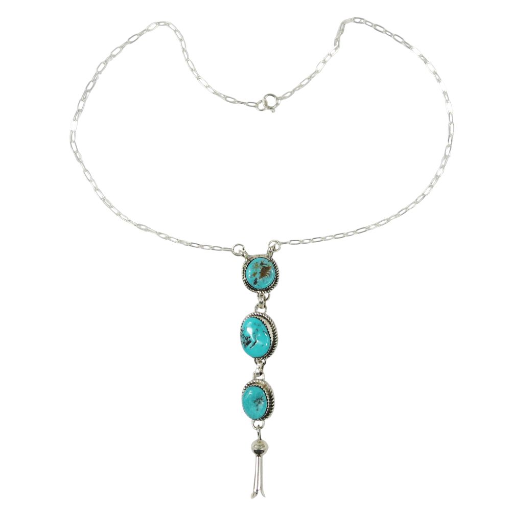 Indianerschmuck Kette aus Sterling Silber - Premium Turquoise Blossom  Necklace