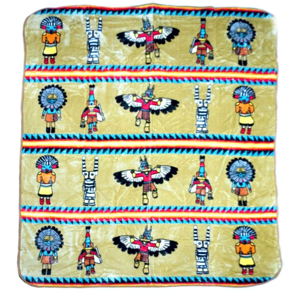 Luxus-Fleece Western- & Indianer-Decke - Rancho El Cid - Kachina Spirit World, 240 x 200 cm