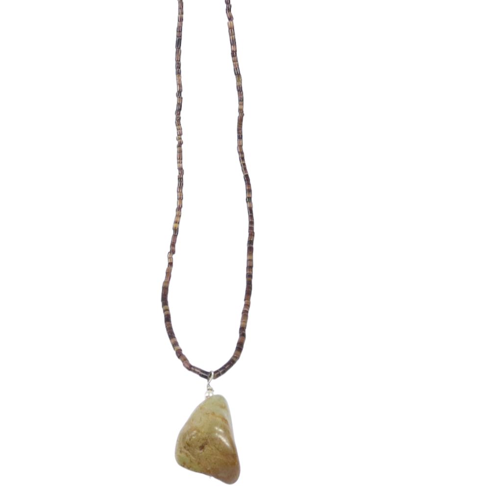 Indianerschmuck Kette - Green Nugget Heishi