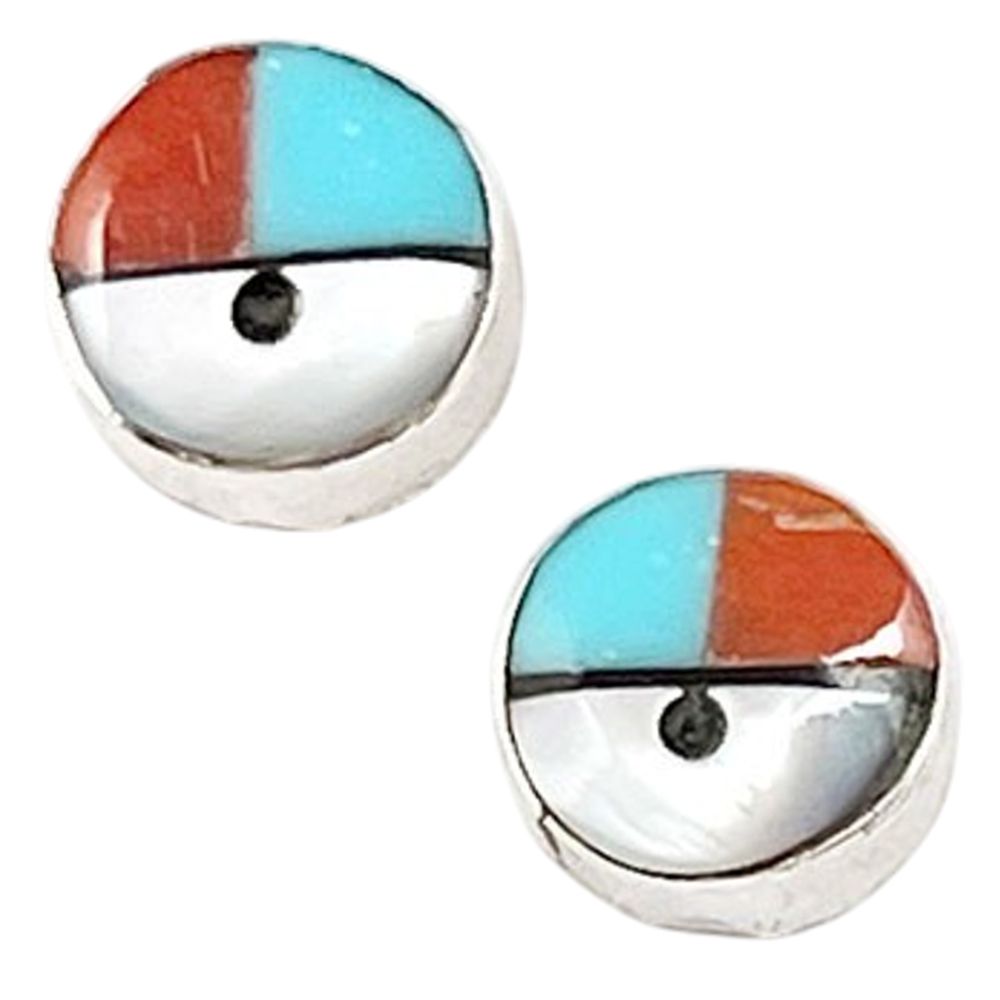Indianerschmuck Ohrstecker aus Sterling Silber - Zuni Sunface