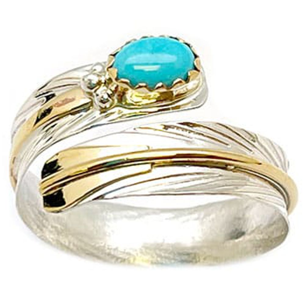 Indianerschmuck Damenring - Silver & Brass, Turquoise