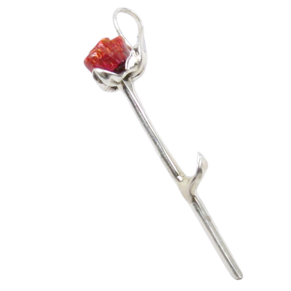 Indianerschmuck Kettenanhänger aus Sterling Silber - Red Opal Rose