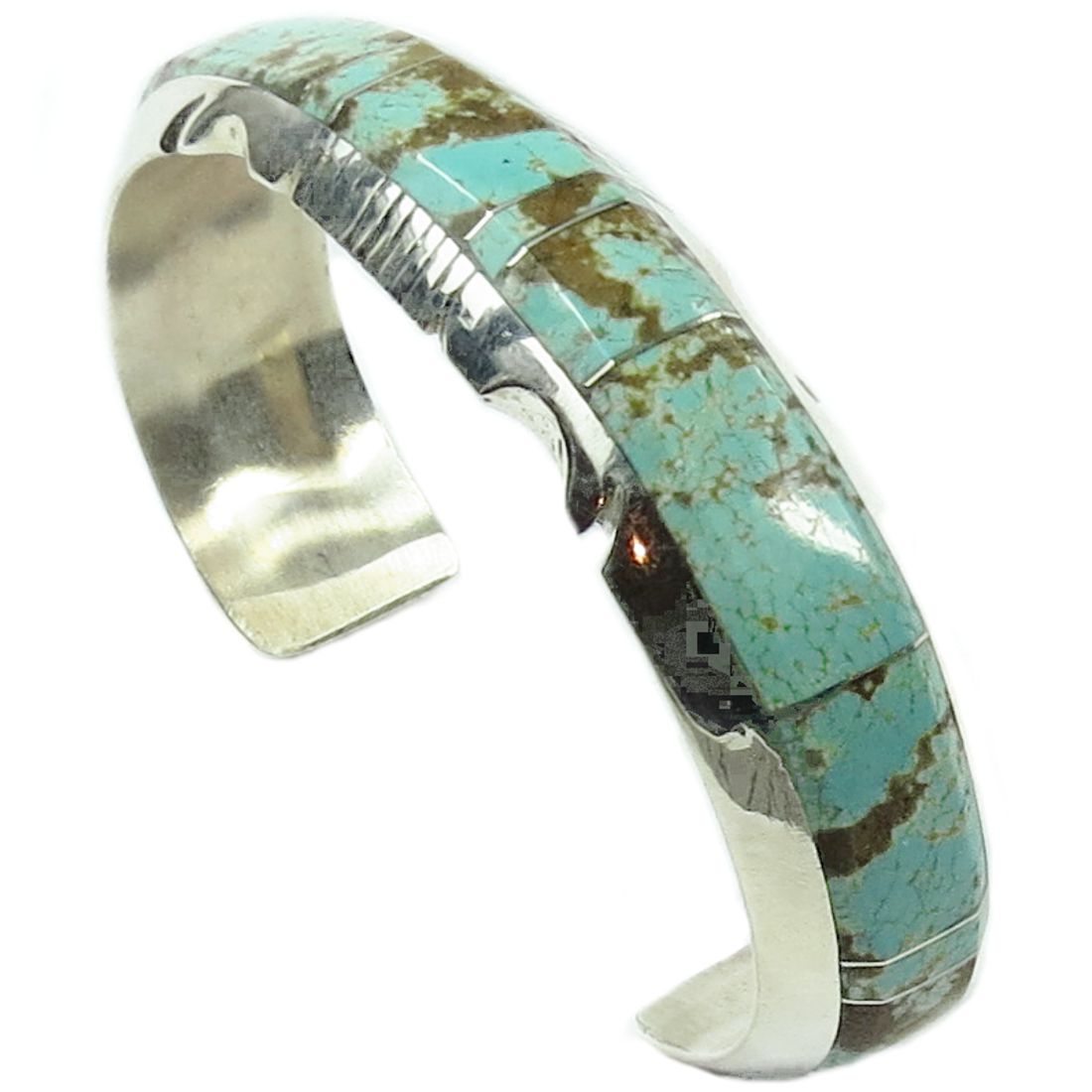 Armspange für Damen und Herren aus Sterling Silber - Premium Number 8 Turquoise Inlay