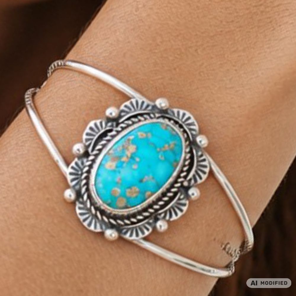 Armspange für Damen aus Sterling Silber - Exclusive Blue Bird Turquoise