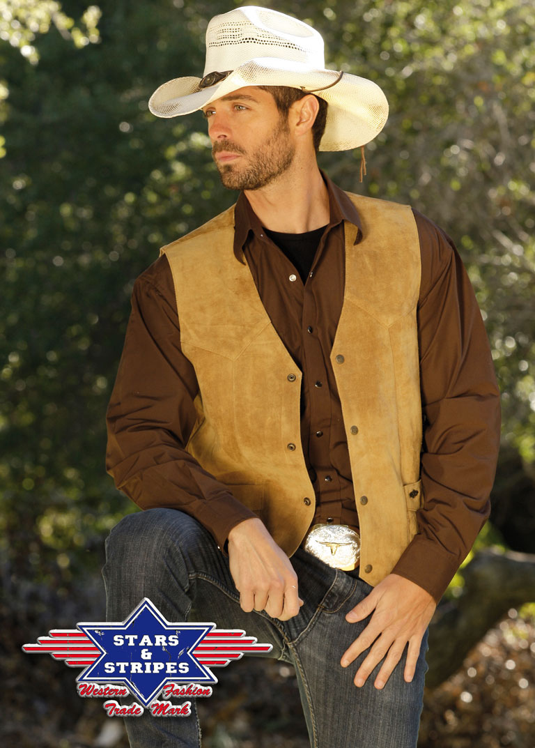Herren Lederweste von Stars & Stripes - Alabama, Beige
