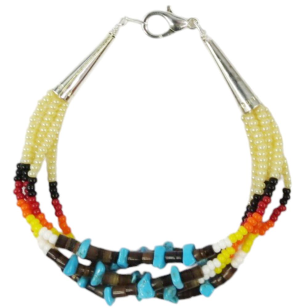 Indianerschmuck Glasperlen-Armband - Turquoise Nuggets, Cream